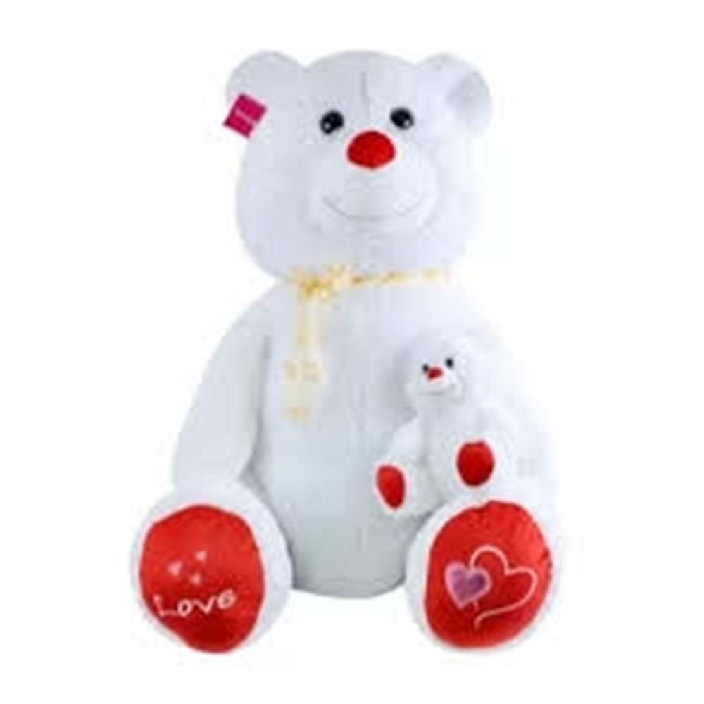 SELAY 1085 EKRU GÜLEN YAVRULU AYI 95 CM BÜYÜK AYI