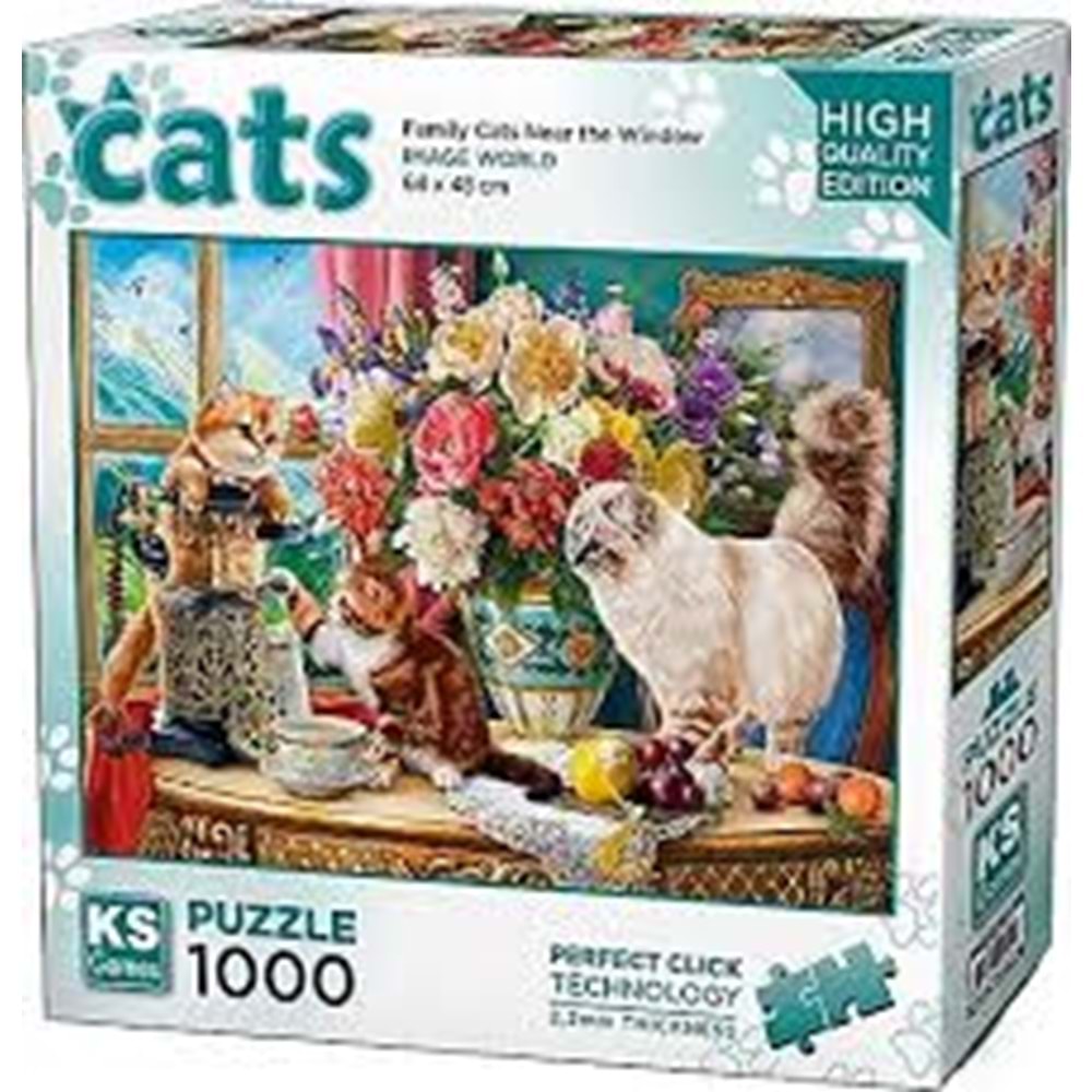 KS 20794 1000 PÇS Family Cats Near The Windows48X68