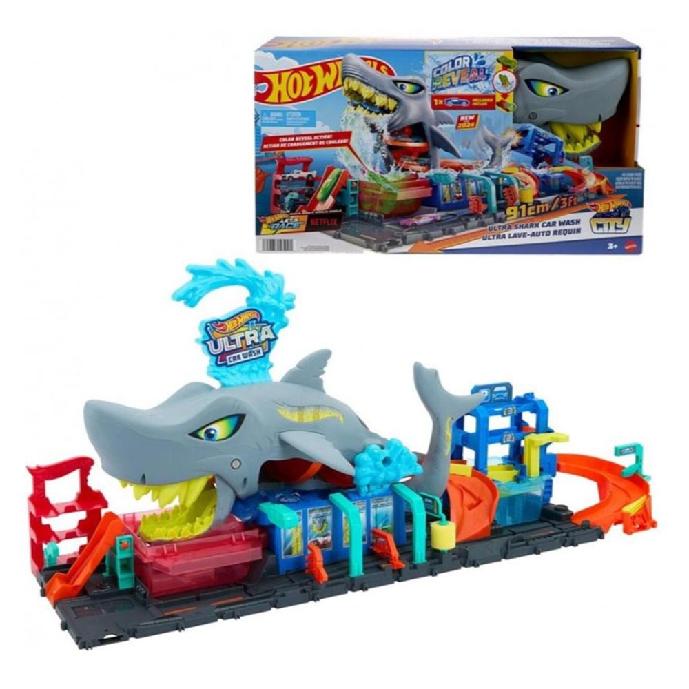 HTN82 Hot Wheels MuhteşemKöpek Balığı Araba YıkamaOyun Seti
