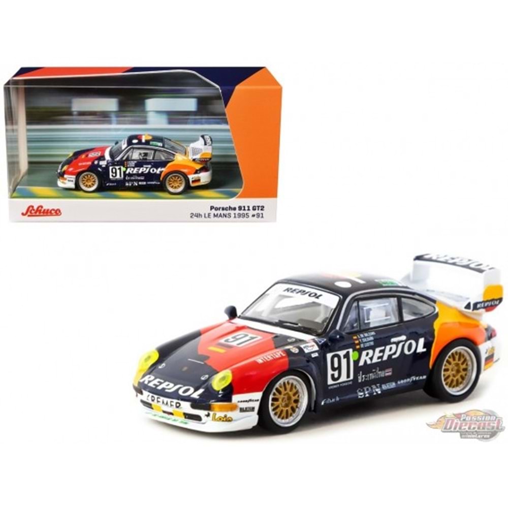 EKN Tarmac Works X Schuco 1/64 Porsche 911 GT2 24h LE MANS 1995 #91
