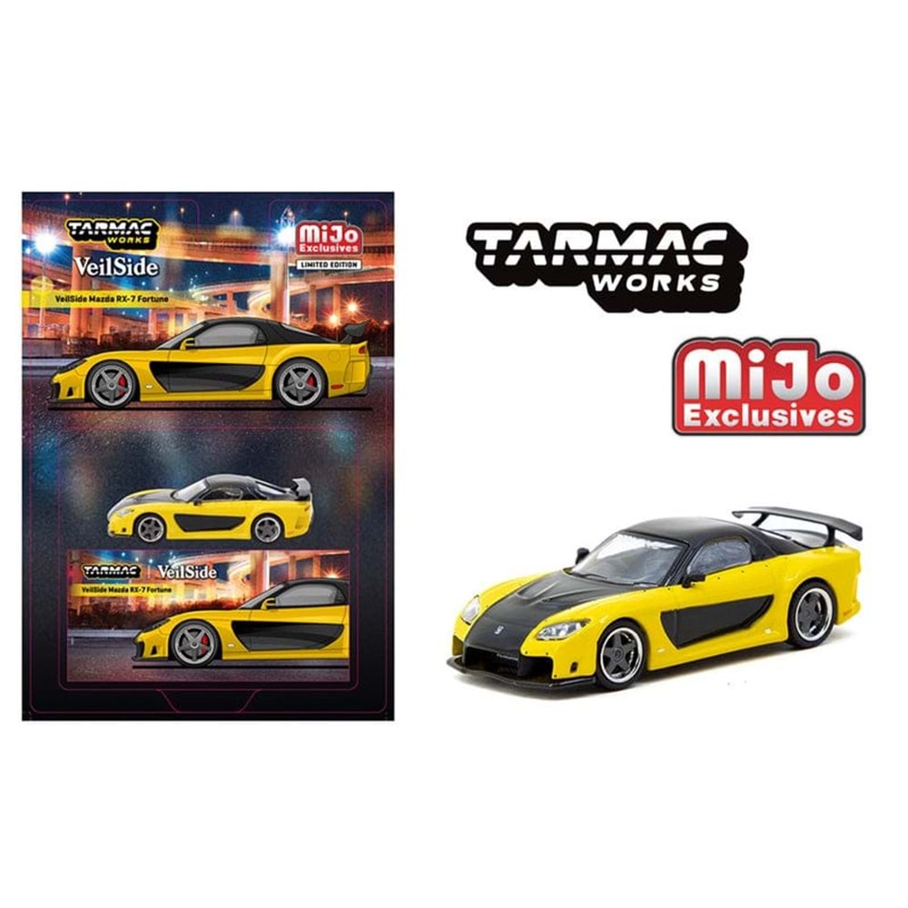 EKN Tarmac Works 1/64 Mazda RX-7 VeilSide Fortune7 Yellow / Black