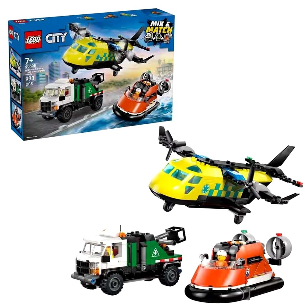 LEGO 60505 City Uçak, ServisKamyonu ve Hoverkraft 990 parça+7 yaş