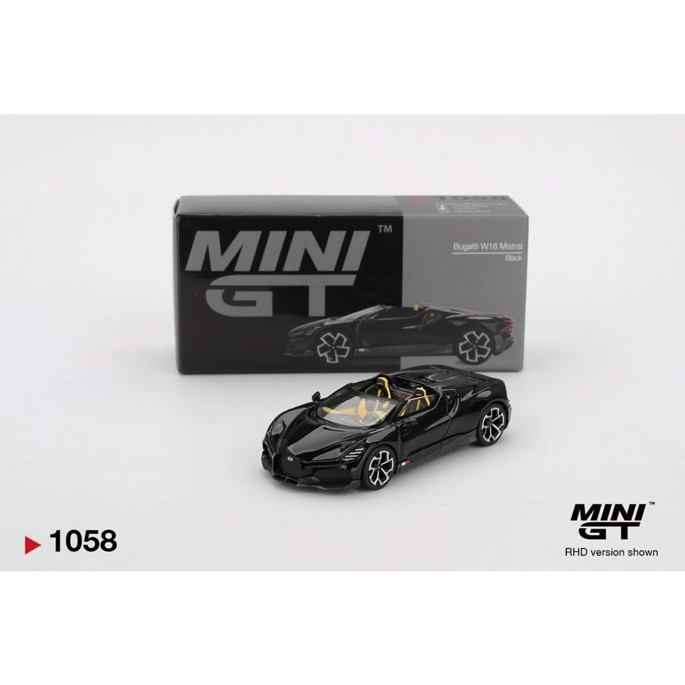 EKN Mini GT 1058 1/64 Bugatti W16 Mistral Black MGT01058
