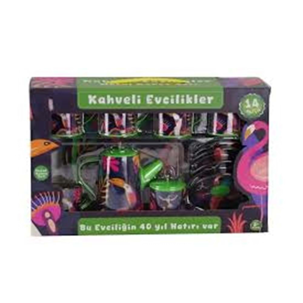 VARDEM ATF-996-7A-10A 14 PARÇA DESENLİ METAL ÇAY SET